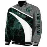 personalized michigan state spartans electric flash green varsity jacket best selling