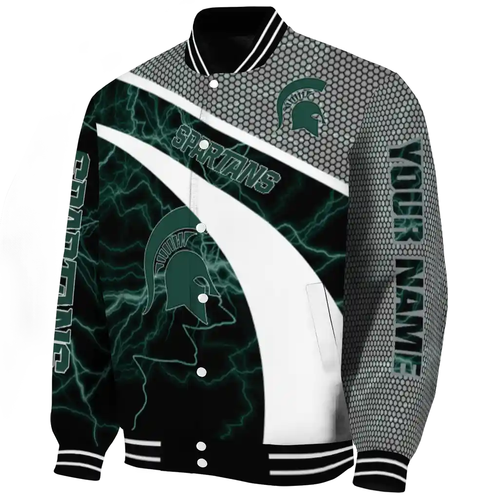 personalized michigan state spartans electric flash green varsity jacket best selling personalized michigan state spartans electric flash green varsity jacket best selling