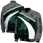 personalized michigan state spartans electric flash green varsity jacket best selling