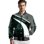 personalized michigan state spartans electric flash green varsity jacket best selling