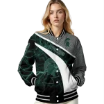 personalized michigan state spartans electric flash green varsity jacket best selling
