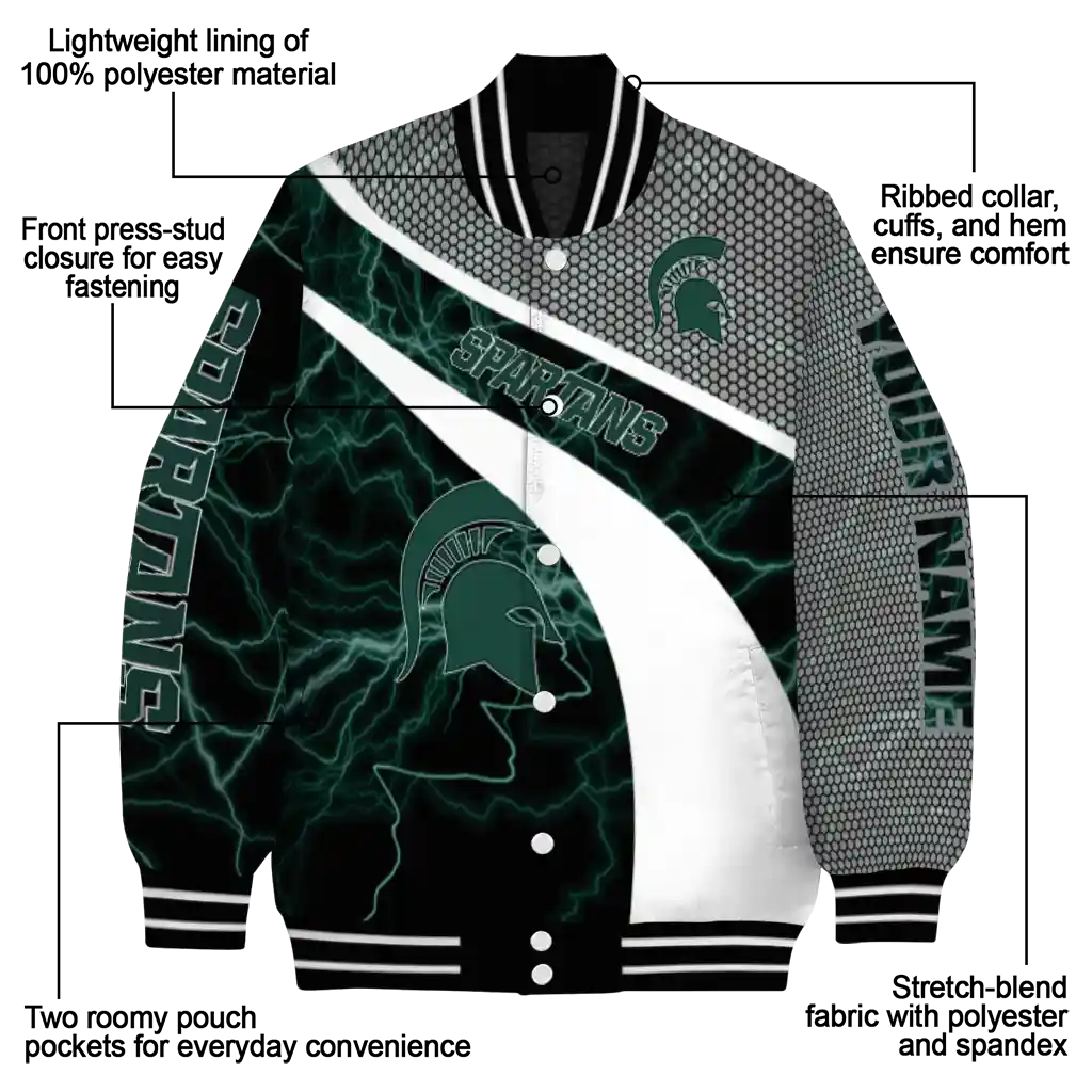 personalized michigan state spartans electric flash green varsity jacket new arrival personalized michigan state spartans electric flash green varsity jacket new arrival