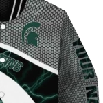 personalized michigan state spartans electric flash green varsity jacket best selling