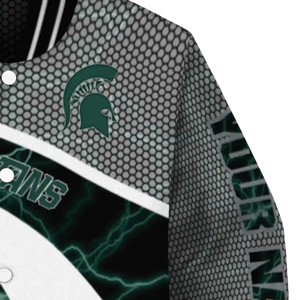 personalized michigan state spartans electric flash green varsity jacket premium grade personalized michigan state spartans electric flash green varsity jacket premium grade