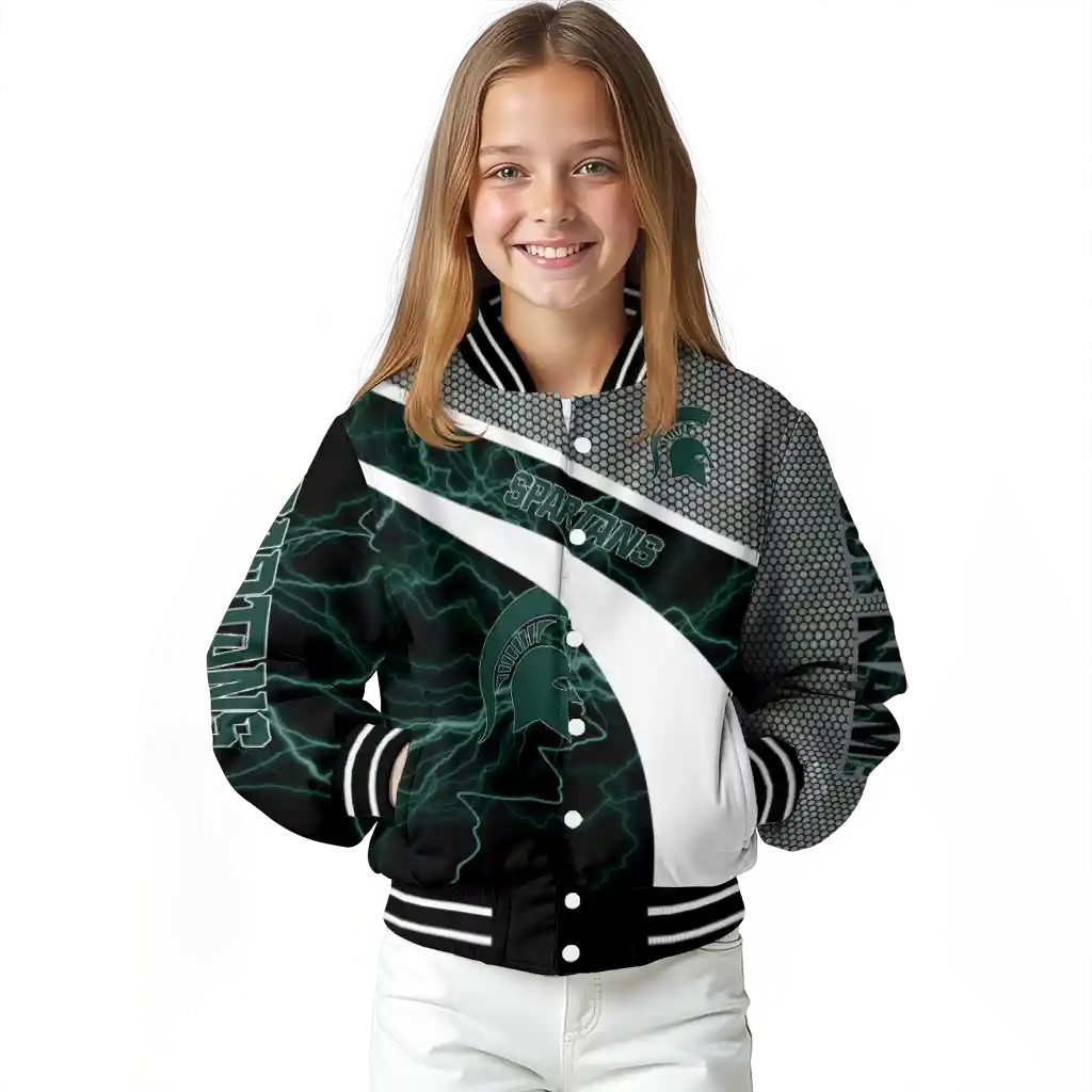 personalized michigan state spartans electric flash green varsity jacket top rated personalized michigan state spartans electric flash green varsity jacket top rated