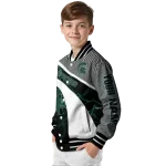 personalized michigan state spartans electric flash green varsity jacket best selling