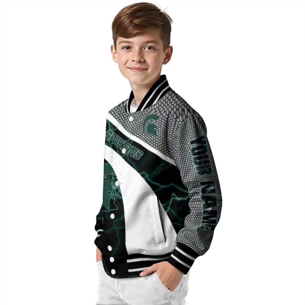 personalized michigan state spartans electric flash green varsity jacket trendy personalized michigan state spartans electric flash green varsity jacket trendy