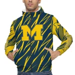 personalized michigan wolverines abstract streaks blue windbreaker jacket best selling