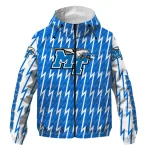 personalized middle tennessee blue raiders lightning strike grid blue windbreaker jacket best selling