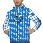 personalized middle tennessee blue raiders lightning strike grid blue windbreaker jacket best selling