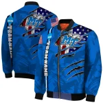 personalized middle tennessee blue raiders usa flag claws blue bomber jacket best selling