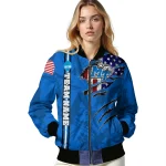 personalized middle tennessee blue raiders usa flag claws blue bomber jacket best selling