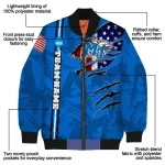 personalized middle tennessee blue raiders usa flag claws blue bomber jacket best selling