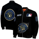 personalized milwaukee brewers claw fragment black bomber jacket best selling