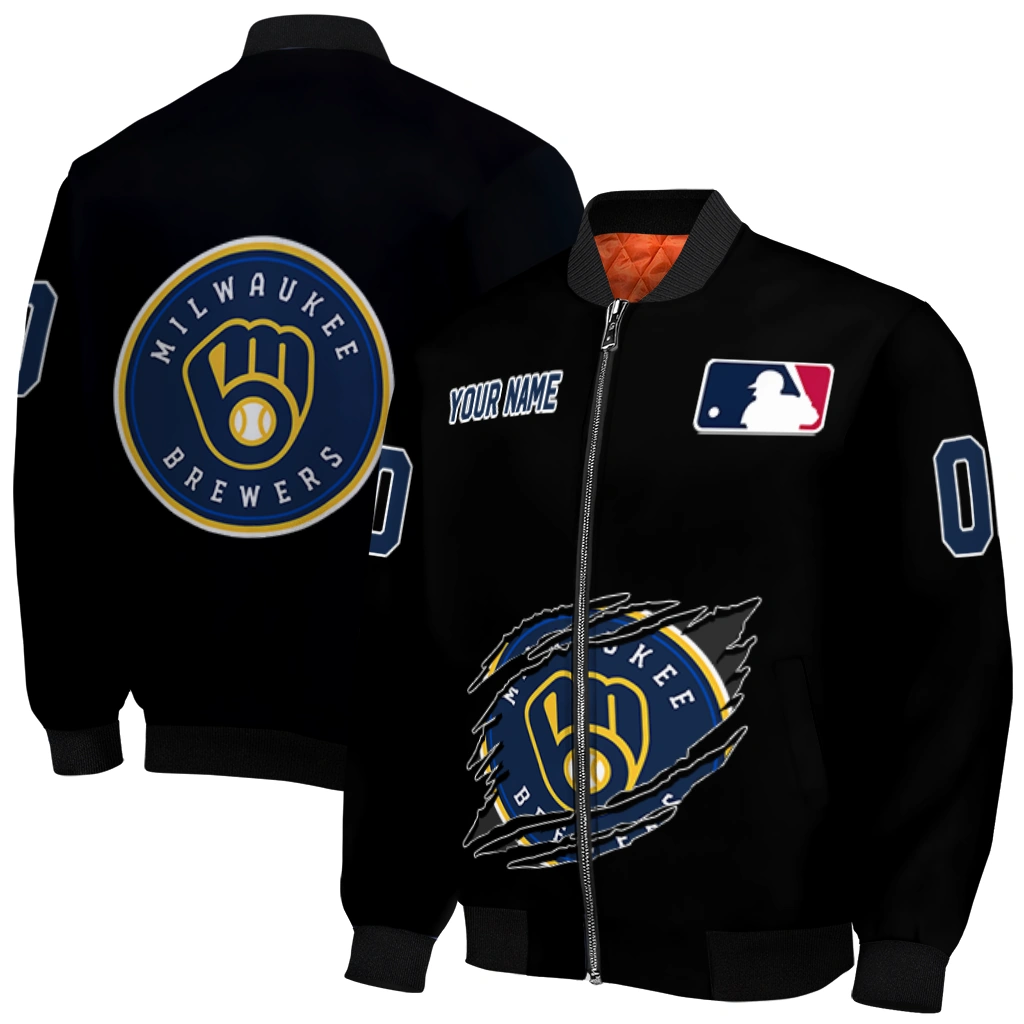 personalized milwaukee brewers claw fragment black bomber jacket best selling personalized milwaukee brewers claw fragment black bomber jacket best selling