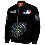 personalized milwaukee brewers claw fragment black bomber jacket best selling