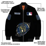 personalized milwaukee brewers claw fragment black bomber jacket best selling