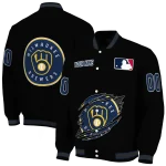 personalized milwaukee brewers claw fragment black varsity jacket best selling