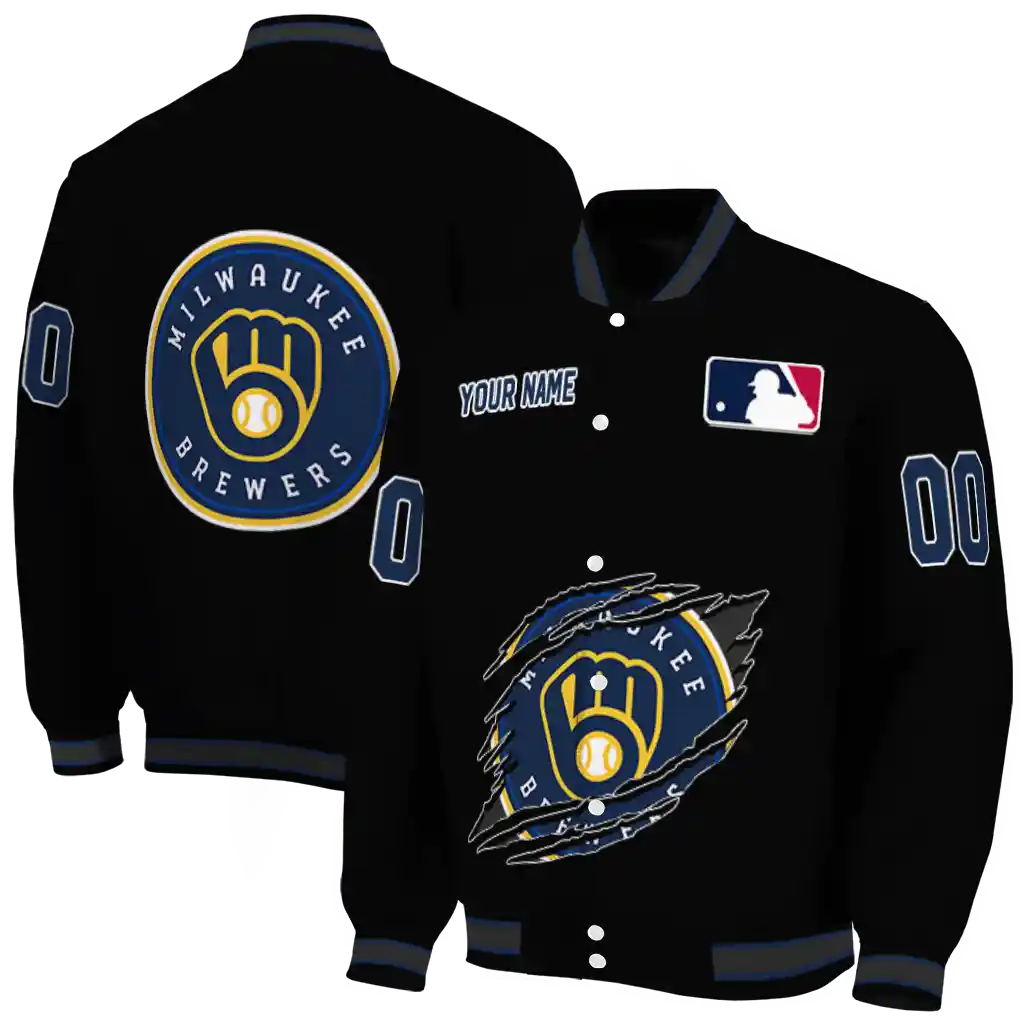 personalized milwaukee brewers claw fragment black varsity jacket fashion forward personalized milwaukee brewers claw fragment black varsity jacket fashion forward