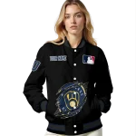 personalized milwaukee brewers claw fragment black varsity jacket best selling