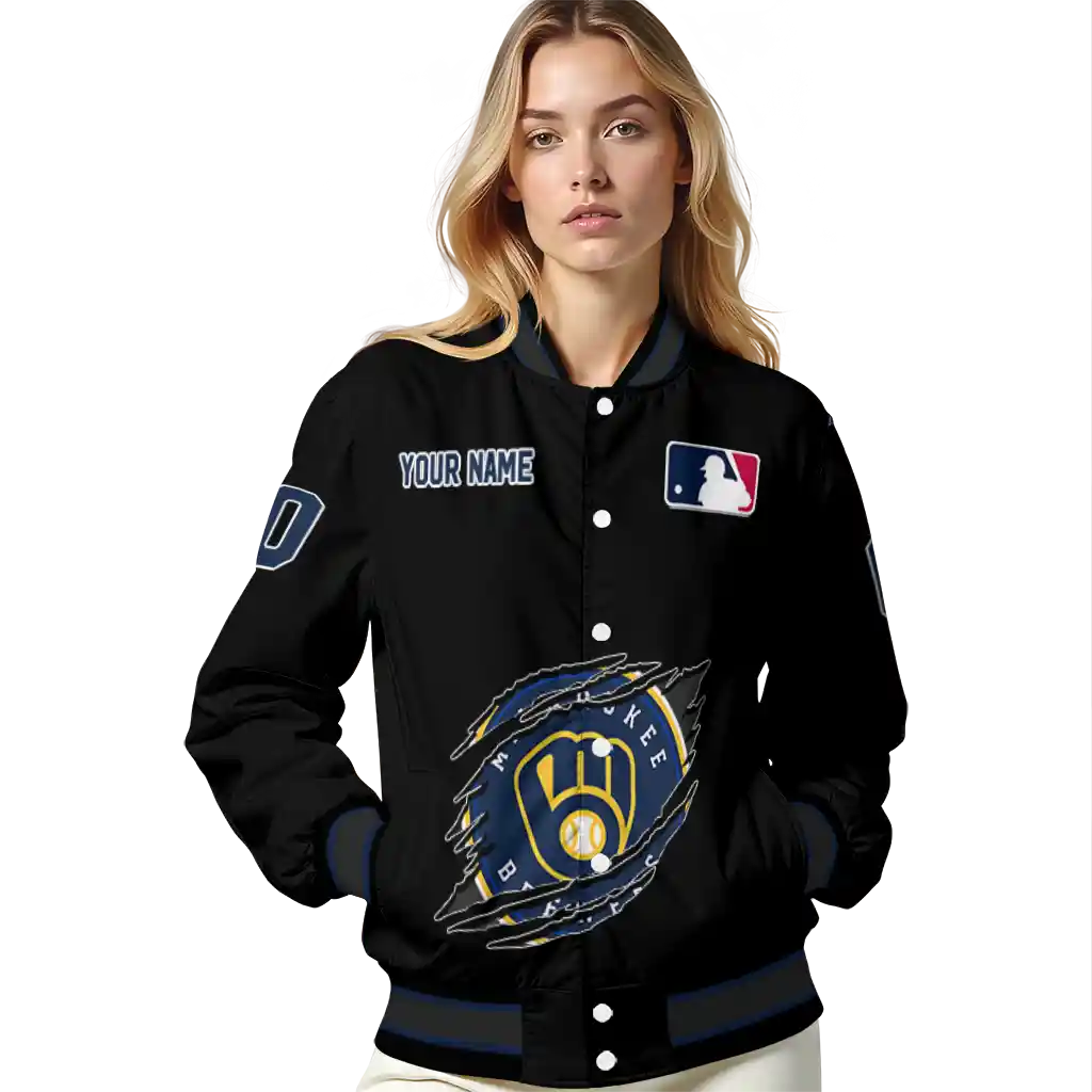 personalized milwaukee brewers claw fragment black varsity jacket latest model personalized milwaukee brewers claw fragment black varsity jacket latest model