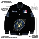 personalized milwaukee brewers claw fragment black varsity jacket best selling