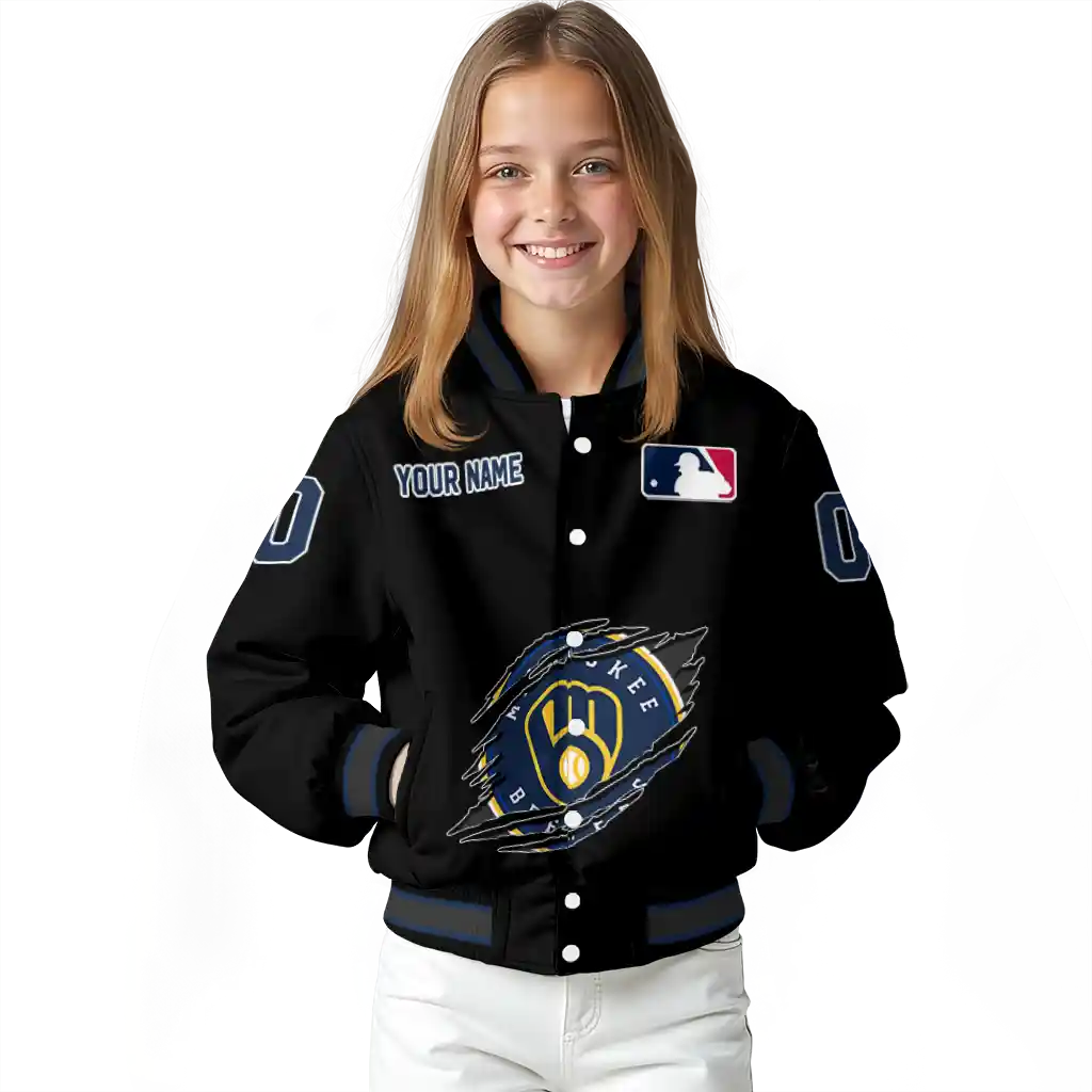 personalized milwaukee brewers claw fragment black varsity jacket top rated personalized milwaukee brewers claw fragment black varsity jacket top rated
