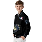 personalized milwaukee brewers claw fragment black varsity jacket best selling
