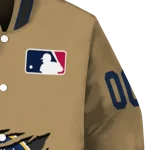 personalized milwaukee brewers claw swipe beige varsity jacket best selling