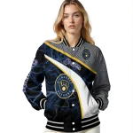 personalized milwaukee brewers electric flash navy blue varsity jacket best selling