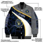 personalized milwaukee brewers electric flash navy blue varsity jacket best selling
