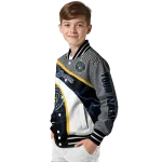 personalized milwaukee brewers electric flash navy blue varsity jacket best selling