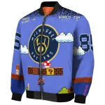 personalized milwaukee brewers mario blocks blue black bomber jacket best selling