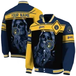 personalized milwaukee brewers reaper hands navy blue black varsity jacket best selling