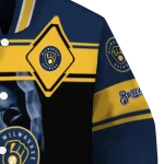 personalized milwaukee brewers reaper hands navy blue black varsity jacket best selling