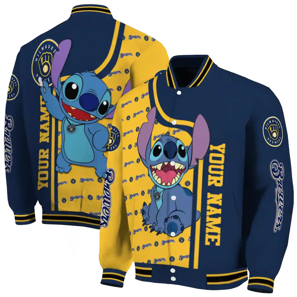 personalized milwaukee brewers stitch laughing navy blue varsity jacket fashion forward personalized milwaukee brewers stitch laughing navy blue varsity jacket fashion forward