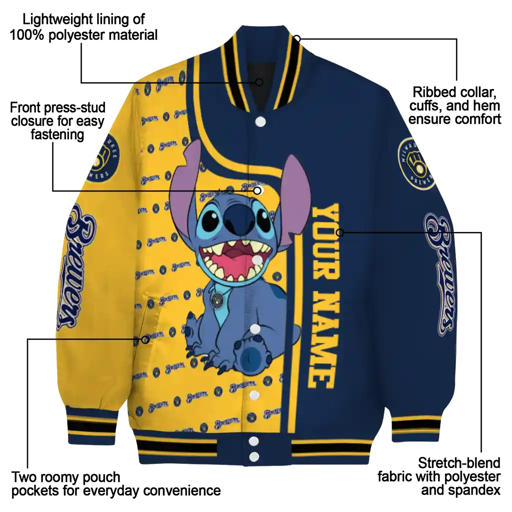 personalized milwaukee brewers stitch laughing navy blue varsity jacket new arrival personalized milwaukee brewers stitch laughing navy blue varsity jacket new arrival