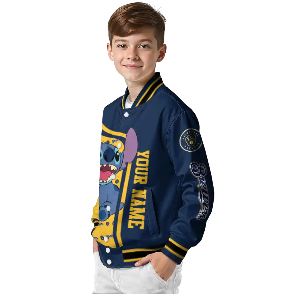 personalized milwaukee brewers stitch laughing navy blue varsity jacket trendy personalized milwaukee brewers stitch laughing navy blue varsity jacket trendy