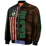 personalized milwaukee bucks flag wood brown bomber jacket best selling