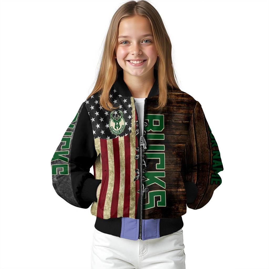 personalized milwaukee bucks flag wood brown bomber jacket top rated personalized milwaukee bucks flag wood brown bomber jacket top rated