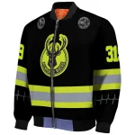 personalized milwaukee bucks heartbeat accent black green bomber jacket best selling