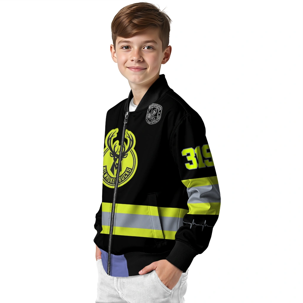 personalized milwaukee bucks heartbeat accent black green bomber jacket trendy personalized milwaukee bucks heartbeat accent black green bomber jacket trendy