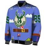 personalized milwaukee bucks mario blocks blue black varsity jacket best selling
