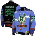 personalized milwaukee bucks mario blocks blue black varsity jacket best selling