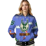 personalized milwaukee bucks mario blocks blue black varsity jacket best selling