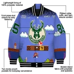 personalized milwaukee bucks mario blocks blue black varsity jacket best selling