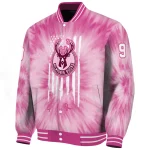 personalized milwaukee bucks pink tie dye pink varsity jacket best selling