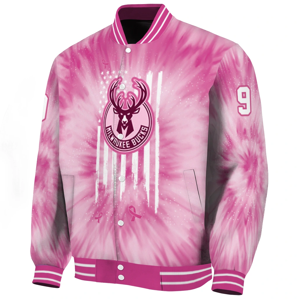 personalized milwaukee bucks pink tie dye pink varsity jacket best selling personalized milwaukee bucks pink tie dye pink varsity jacket best selling