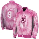 personalized milwaukee bucks pink tie dye pink varsity jacket best selling