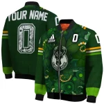 personalized milwaukee bucks shamrock vortex green bomber jacket best selling